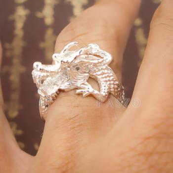 แหวนมังกร แหวนเงินแท้รูปมังกร แหวนปรับขนาดได้ #8