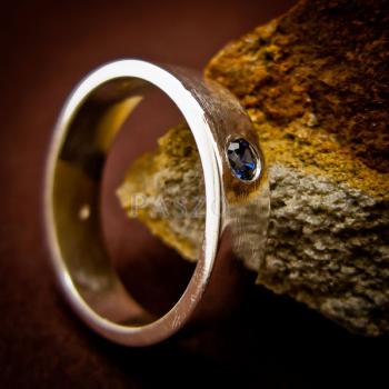 แหวนเกลี้ยงฝังพลอย แหวนกว้าง6มิล แหวนพลอยไพลิน #4