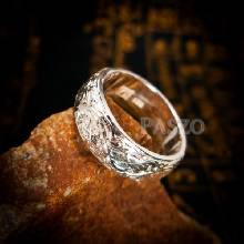 แหวนแกะลายไทย หน้ากว้าง8มิล แหวนเงินแท้ แหวนเกลี้ยง แหวนหน้าโค้ง