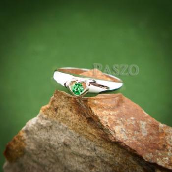 แหวนพลอยสีเขียว แหวนเงิน แหวนรูปหัวใจ #1