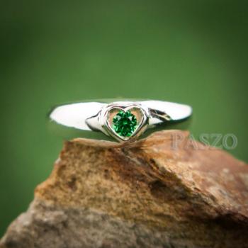 แหวนพลอยสีเขียว แหวนเงิน แหวนรูปหัวใจ #2