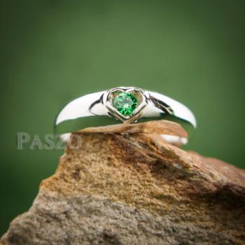 แหวนพลอยสีเขียว แหวนเงิน แหวนรูปหัวใจ #3