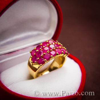 แหวนพลอยทับทิม แหวนทอง ฝังพลอยสีแดง #2