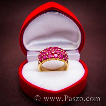แหวนพลอยทับทิม แหวนทอง ฝังพลอยสีแดง #3