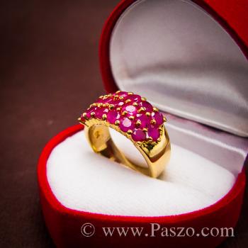 แหวนพลอยทับทิม แหวนทอง ฝังพลอยสีแดง #4