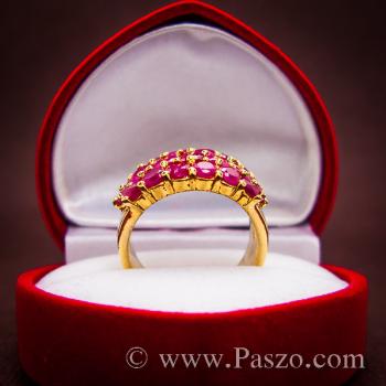 แหวนพลอยทับทิม แหวนทอง ฝังพลอยสีแดง #5