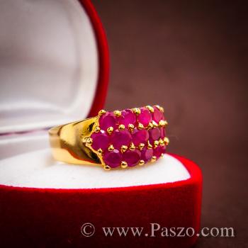 แหวนพลอยทับทิม แหวนทอง ฝังพลอยสีแดง #7