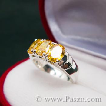 แหวนพลอยบุษราคัม สีเหลือง แหวนเงินแท้ #6