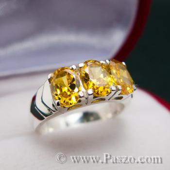 แหวนพลอยบุษราคัม สีเหลือง แหวนเงินแท้ #7
