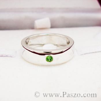 แหวนพลอยสีเขียว แหวนหน้าโค้ง หน้ากว้าง6มิล #2