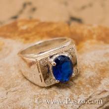 แหวนผู้ชาย แหวนผู้ชายไพลิน พลอยสีน้ำเงิน บ่าฝังเพชร แหวนพลอยสีน้ำเงิน