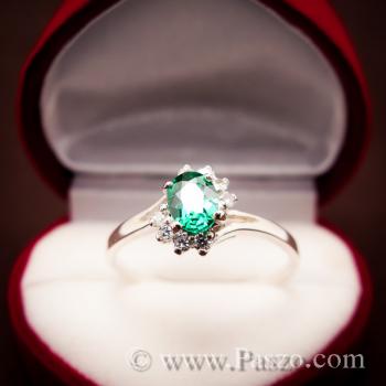 แหวนพลอยมรกต แหวนพลอยสีเขียว บ่าเพชร #2