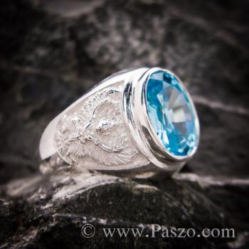 แหวนครุฑ แหวนผู้ชายเงินแท้ พลอยสีฟ้า #2
