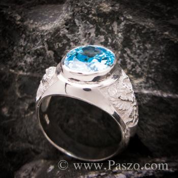 แหวนครุฑ แหวนผู้ชายเงินแท้ พลอยสีฟ้า #3