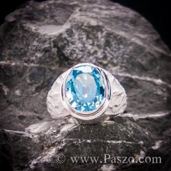 แหวนครุฑ แหวนผู้ชายเงินแท้ พลอยสีฟ้า #4