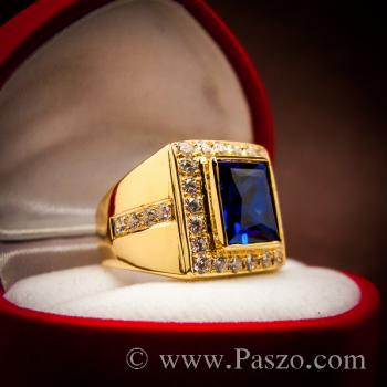 แหวนไพลิน แหวนผู้ชายทองแท้ แหวนทอง90 #2