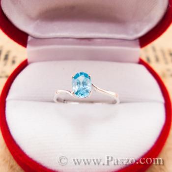 แหวนพลอยสีฟ้า แหวนเงินแท้ บูลโทพาซ #2