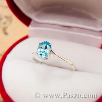 แหวนพลอยสีฟ้า แหวนเงินแท้ บูลโทพาซ #3