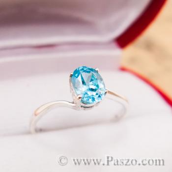 แหวนพลอยสีฟ้า แหวนเงินแท้ บูลโทพาซ #6