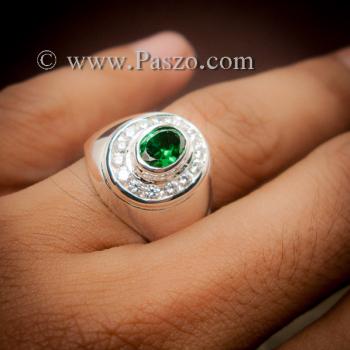 แหวนผู้ชายมรกต แหวนเงินผู้ชาย แหวนผู้ชายสีเขียว #2