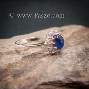 แหวนไพลินแท้ล้อมเพชร แหวนพลอยสีน้ำเงิน แหวนพลอยไพลิน #2