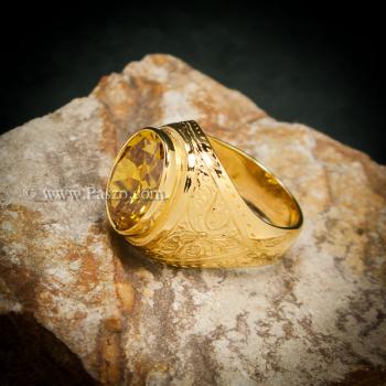 แหวนบุษราคัม แหวนผู้ชายทองแท้ แหวนทรงมอญ #2