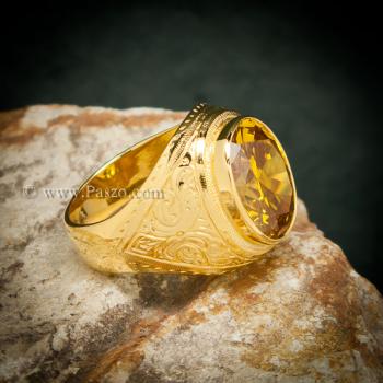 แหวนบุษราคัม แหวนผู้ชายทองแท้ แหวนทรงมอญ #9
