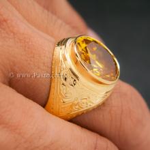 แหวนบุษราคัม แหวนผู้ชายทองแท้ แหวนทรงมอญ แหวนพลอยสีเหลือง
