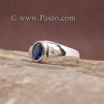 แหวนไพลิน แหวนพลอยสีน้ำเงิน แหวนเงินแท้ #4