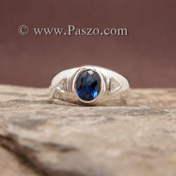 แหวนไพลิน แหวนพลอยสีน้ำเงิน แหวนเงินแท้ #2