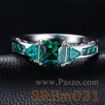 แหวนพลอยสีเขียว แหวนวินเทจ แหวนเงินแท้ #2
