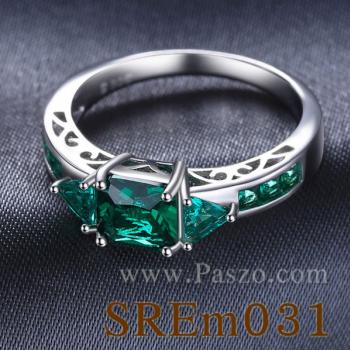 แหวนพลอยสีเขียว แหวนวินเทจ แหวนเงินแท้ #4