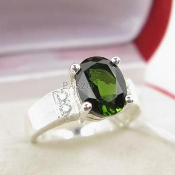 แหวนมรกตสีเขียว บ่าเพชร แนวขวาง #1