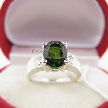 แหวนมรกตสีเขียว บ่าเพชร แนวขวาง #2