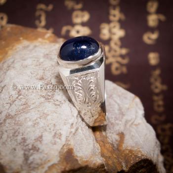 แหวนผู้ชายไพลิน แหวนสลักลายไทย แหวนผู้ชายนิหร่า #7