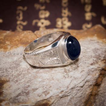 แหวนผู้ชายไพลิน แหวนสลักลายไทย แหวนผู้ชายนิหร่า #5