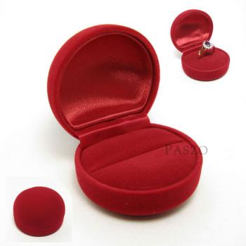 กล่องใส่แหวนทรงกลม หุ้มกำมะหยี่สีแดง น้ำเงิน #3