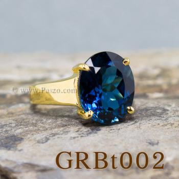 แหวนพลอยสีฟ้า แหวนทอง90 บูลโทพาซ #5