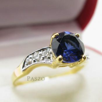 แหวนทองไมครอน18k แหวนพลอยไพลิน สีน้ำเงิน #1
