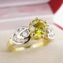 แหวนบุษราคัม พลอยสีเหลือง ประดับเพชร แหวนทองไมครอน เบอร์แหวน51