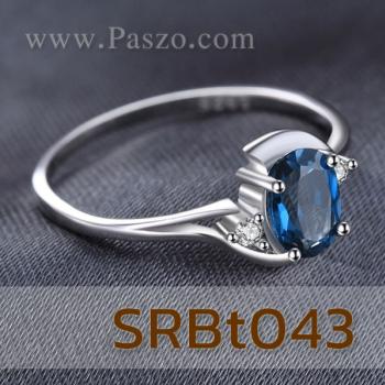 แหวนพลอยสีฟ้า แหวนพลอยบลูโทพาซ ประดับเพชร #3