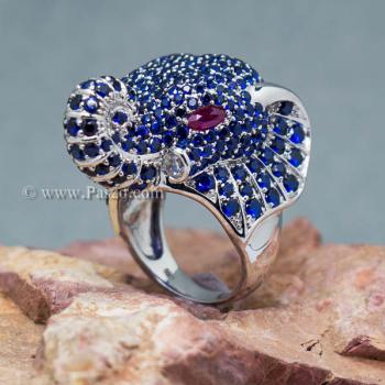 แหวนช้าง แหวนพลอยไพลิน พลอยสีน้ำเงิน #7