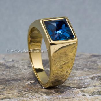 แหวนพลอยสีฟ้า ลอนดอนบลูโทพาส แหวนทองชุบ #1