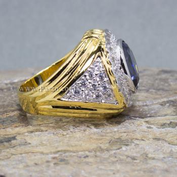 แหวนทองผู้ชาย แหวนพลอยสีน้ำเงิน ไพลิน #4