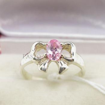 แหวนโบว์ แหวนพลอยโทพาซ สีชมพู #1