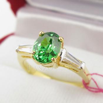 แหวนมรกต ปะดับเพชร แหวนพลอยสีเขียว #1