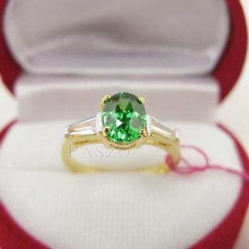 แหวนมรกต ปะดับเพชร แหวนพลอยสีเขียว #4