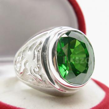 แหวนพลอยสีเขียว แหวนผู้ชาย แหวนผู้ชายเงินแท้ #3