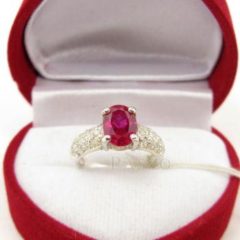 แหวนทับทิม แหวนเงินแท้ ฝังพลอยสีแดง #2