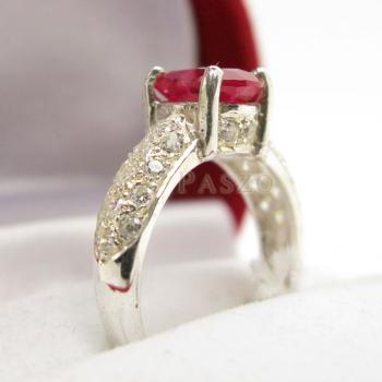 แหวนทับทิม แหวนเงินแท้ ฝังพลอยสีแดง #3